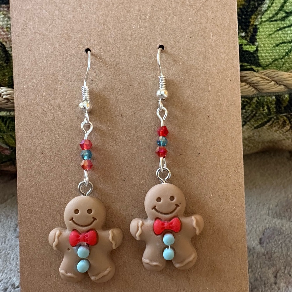 Charming Handmade Gingerbread Man Earrings